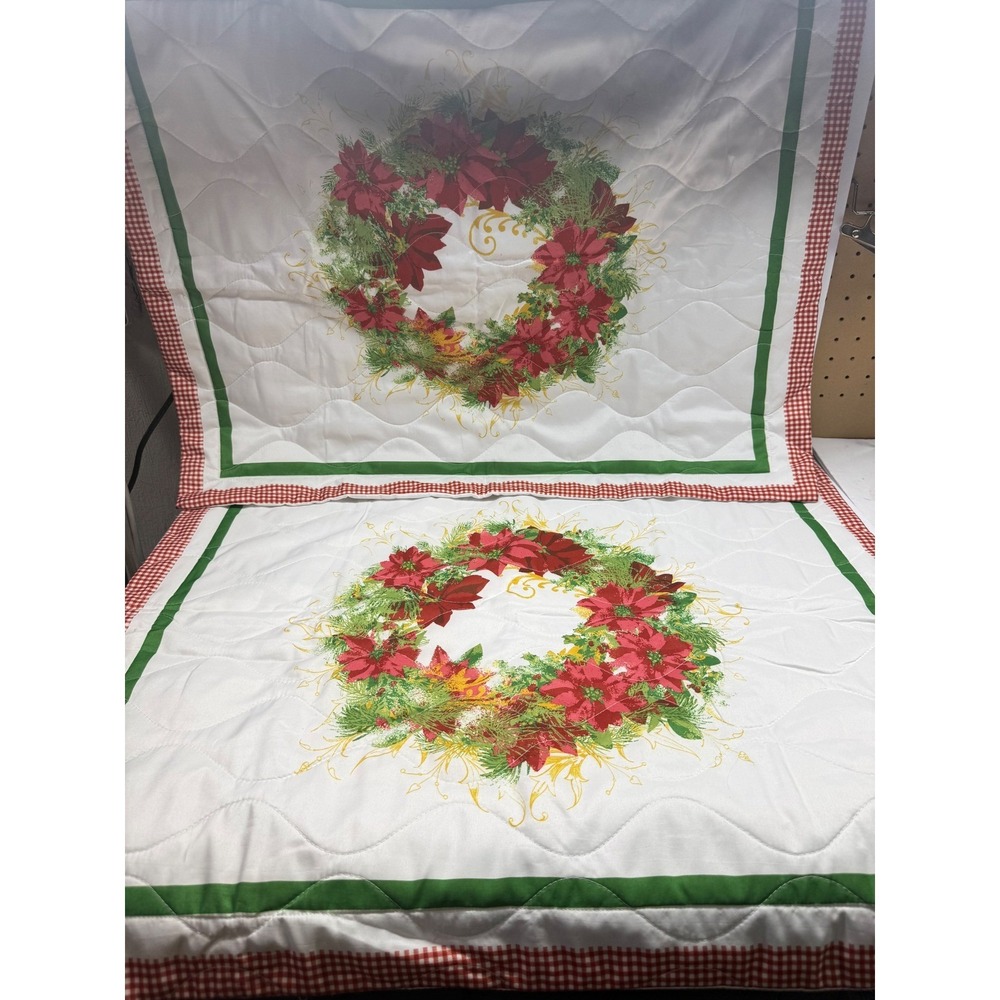Mainstays Christmas Poinsettia Quilt Set 3pc Red White Holiday Full Queen Bed